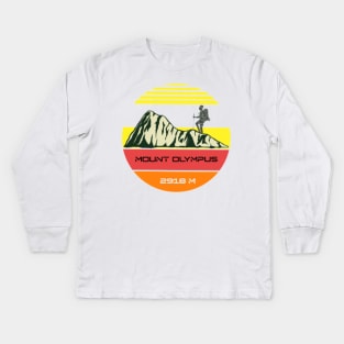 Mount Olympus, 2918m ,Climber Kids Long Sleeve T-Shirt